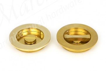 75mm Plain Round Pull Privacy Set - Polished Brass