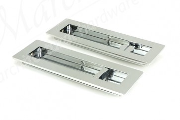 175mm Plain Rectangular Pull Privacy Set - Polished Chrome