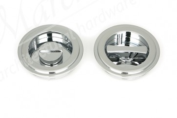 60mm Art Deco Round Pull Privacy Set - Polished Chrome