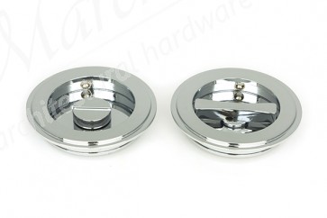 75mm Art Deco Round Pull Privacy Set - Polished Chrome