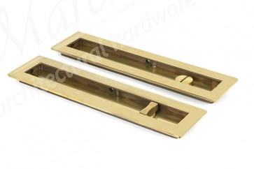 250mm Plain Rectangular Pull Privacy Set - Aged Brass