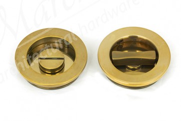 60mm Plain Round Pull Privacy Set - Aged Brass
