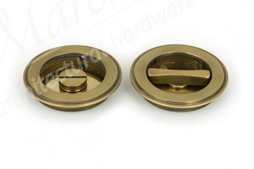 75mm Plain Round Pull Privacy Set - Aged Brass