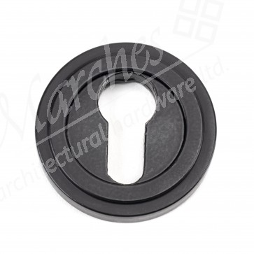 Matt Black Round Euro Escutcheon (Art Deco)