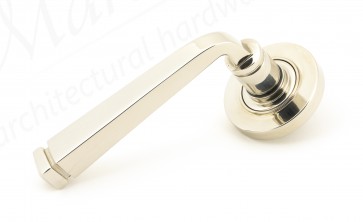 Avon Round Lever on Rose Set (Plain) Unsprung - Polished Nickel 