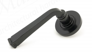 Black Avon Round Lever on Rose Set (Plain) - Unsprung