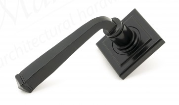 Black Avon Round Lever on Rose Set (Square) - Unsprung