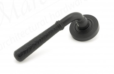 Matt Black Hammered Newbury Lever on Rose Set (Beehive) - Unsprung