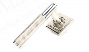 Brompton Lever on Rose Set (Square) Unsprung - Polished Nickel 