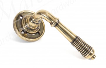 Reeded Lever on Rose Set Unsprung - Aged Brass