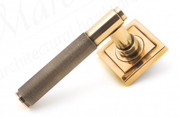 Brompton Lever on Rose Set (Square) Unsprung - Polished Bronze