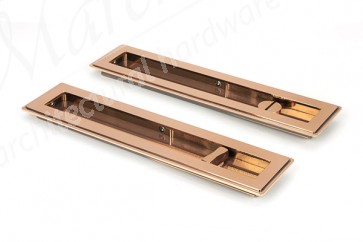 250mm Art Deco Rectangular Pull Privacy Set - Polished Bronze