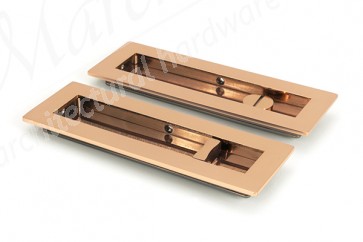 175mm Plain Rectangular Pull Privacy Set - Polished Bronze