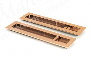 250mm Plain Rectangular Pull Privacy Set - Polished Bronze