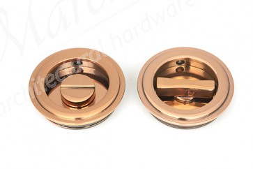 60mm Art Deco Round Pull Privacy Set - Polished Bronze