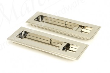 175mm Art Deco Rectangular Pull Privacy Set - Polished Nickel