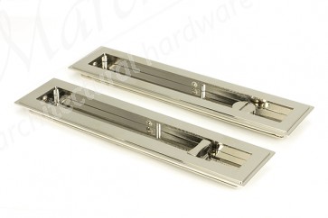 250mm Art Deco Rectangular Pull Privacy Set - Polished Nickel