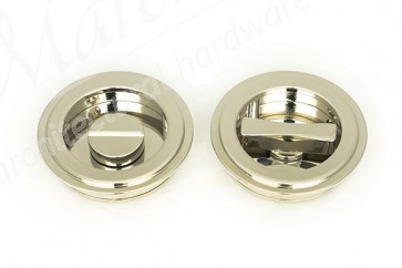 60mm Art Deco Round Pull Privacy Set - Polished Nickel