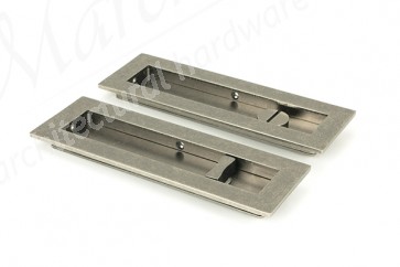 175mm Plain Rectangular Pull Privacy Set - Pewter