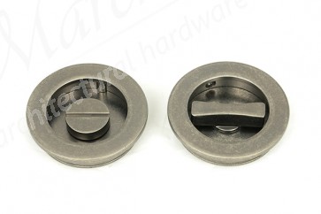 60mm Plain Round Pull Privacy Set - Pewter