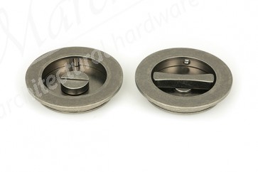 75mm Plain Round Pull Privacy Set - Pewter