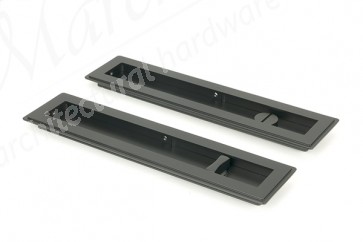 250mm Art Deco Rectangular Pull Privacy Set - Matt Black