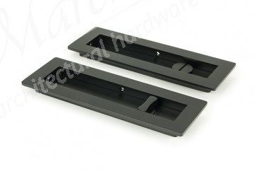 175mm Plain Rectangular Pull Privacy Set - Matt Black