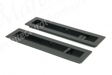 250mm Plain Rectangular Pull Privacy Set - Matt Black