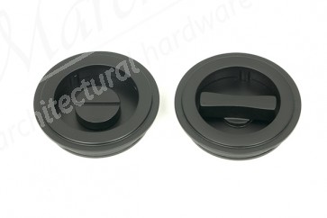 60mm Art Deco Round Pull Privacy Set - Matt Black