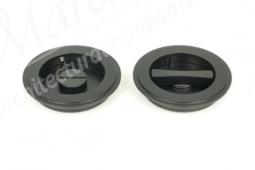 75mm Art Deco Round Pull Privacy Set - Matt Black