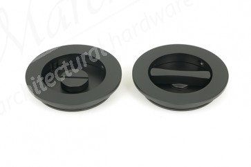 75mm Plain Round Pull Privacy Set - Matt Black