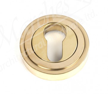 Round Euro Escutcheon (Art Deco) - Polished Brass