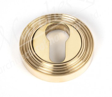 Round Euro Escutcheon (Beehive) - Polished Brass