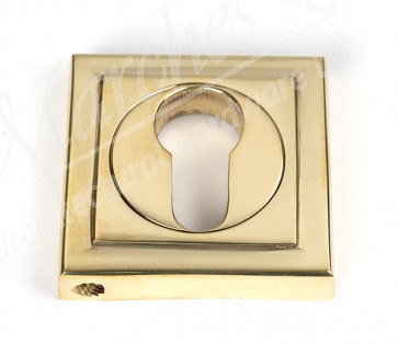 Round Euro Escutcheon (Square) - Polished Brass