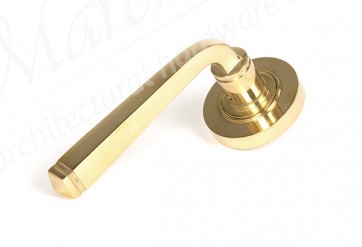 Avon Round Lever on Rose Set (Plain) - Polished Brass