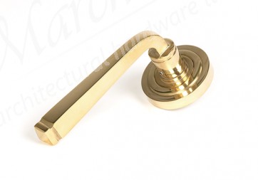 Avon Round Lever on Rose Set (Art Deco) - Polished Brass