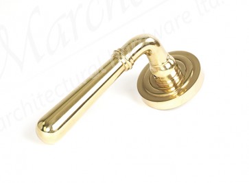 Newbury Lever on Rose Set (Art Deco) - Polished Brass