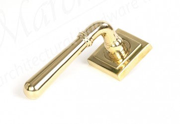 Newbury Lever on Rose Set (Square) - Polished Brass