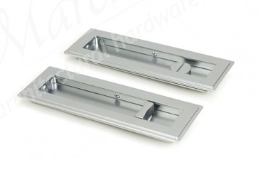 175mm Art Deco Rectangular Pull Privacy Set - Satin Chrome