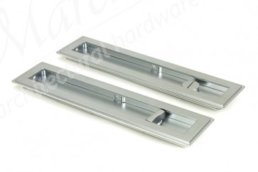 250mm Art Deco Rectangular Pull Privacy Set - Satin Chrome