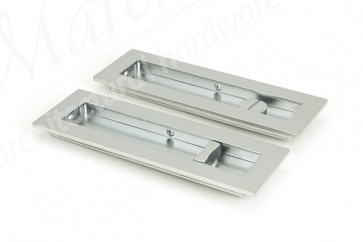 175mm Plain Rectangular Pull Privacy Set - Satin Chrome