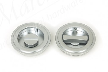 60mm Art Deco Round Pull Privacy Set - Satin Chrome