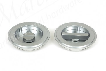 75mm Art Deco Round Pull Privacy Set - Satin Chrome