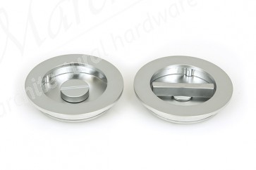 75mm Plain Round Pull Privacy Set - Satin Chrome