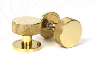 Brompton Mortice/Rim Knob Set (Plain) - Polished Brass