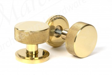 Brompton Mortice/Rim Knob Set (Art Deco) - Polished Brass
