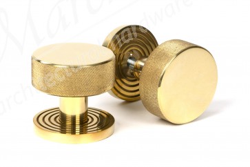 Brompton Mortice/Rim Knob Set (Beehive) - Polished Brass