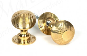 Heavy Beehive Mortice/Rim Knob Set - Polished Brass