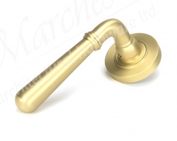Newbury Lever on Rose Set (Plain) - Satin Brass