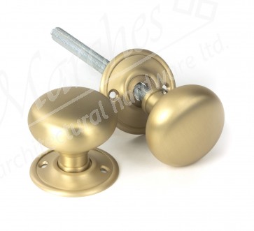 Mushroom Mortice/Rim Knob Set - Satin Brass